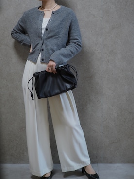 「DouDou（ドゥドゥ）のアイテム（パンツ）」を使った、Riiさん（レディース・165cm）の春コーディネート