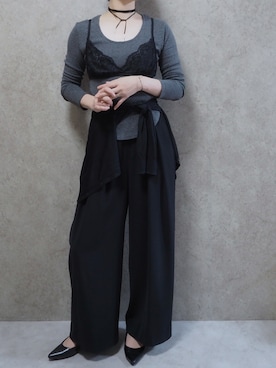 「DouDou（ドゥドゥ）のアイテム（パンツ）」を使った、Rii.c さん（レディース・165cm）の秋コーディネート