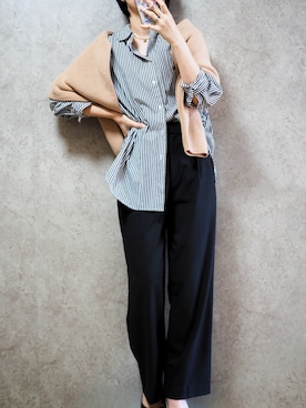 「アイテム（スラックス）」を使った、Riiさん（レディース・165cm・30代）の秋コーディネート