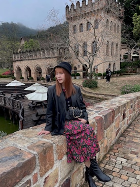 「ヴィンテージワンピース」｜「アイテム（帽子）」を使った、アミ太郎さん（レディース・165cm）の冬コーディネート