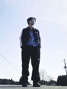 「アイテム（ジャージ）」を使った、とっとと寝る太郎さん（メンズ・170cm）の秋コーディネート