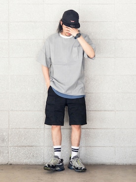 「URBAN RESEARCH Sonny Label（アーバンリサーチサニーレーベル）の【吸水速乾】クイックドライワイドTシャツ（Tシャツ/カットソー、ブラック系）」を使った、Hayatoさん（メンズ・173cm）の夏コーディネート