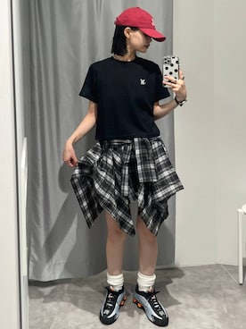 「アイテム（キャップ）」を使った、ɐʞnɹɐɥさん（レディース・165cm・20代）の夏コーディネート