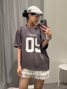 「アイテム（ハンチング/ベレー帽）」を使った、ɐʞnɹɐɥさん（レディース・165cm）の夏コーディネート