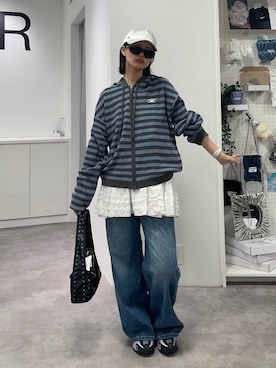 「アイテム（パーカー）」を使った、ɐʞnɹɐɥさん（レディース・165cm）の夏コーディネート