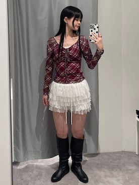 「アイテム（ライダースジャケット）」を使った、ɐʞnɹɐɥさん（レディース・165cm）の秋コーディネート