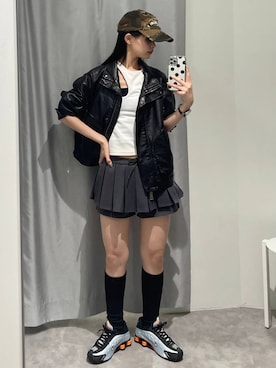 「アイテム（ライダースジャケット）」を使った、ɐʞnɹɐɥさん（レディース・165cm・20代）の秋コーディネート