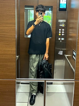 「BATONER（バトナー）のアイテム」を使った、もんぎ たっくとさん（メンズ・177cm）の夏コーディネート