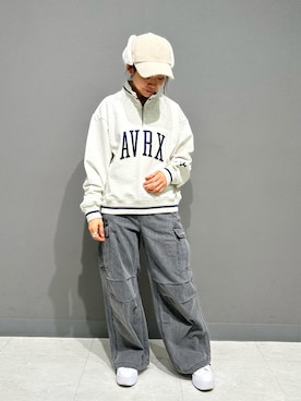 「AVIREX（アヴィレックス）のアイテム（スウェット）」を使った、Yasさん（レディース・156cm）の冬コーディネート