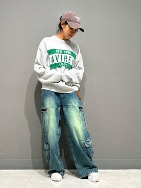 「アイテム（デニムパンツ、グリーン系）」を使った、Yasさん（レディース・156cm）の秋コーディネート