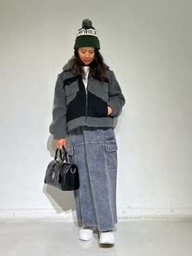 「アイテム（ニットキャップ/ビーニー）」を使った、Yasさん（レディース・156cm）の秋コーディネート