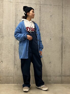 「Dickies（ディッキーズ）のアイテム（オールインワン・サロペット）」を使った、Yasさん（レディース・156cm）の冬コーディネート