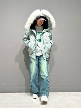 「アイテム（ミリタリージャケット）」を使った、Yasさん（レディース・156cm）の秋コーディネート