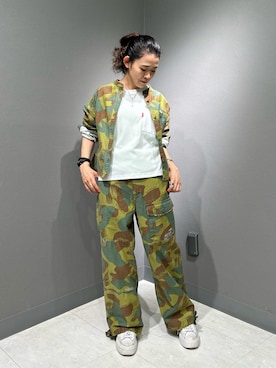「大人カジュアルコーデ」｜「アイテム（カーゴパンツ）」を使った、Yasさん（レディース・156cm）の夏コーディネート