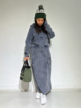 「アイテム（ニットキャップ/ビーニー）」を使った、Yasさん（レディース・156cm）の秋コーディネート