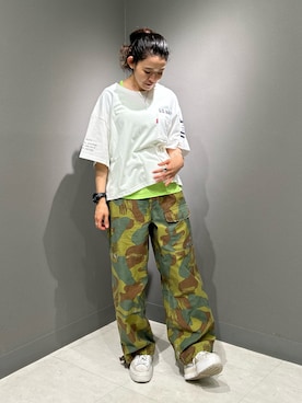 「AVIREX（アヴィレックス）のアイテム（カーゴパンツ）」を使った、Yasさん（レディース・156cm）の夏コーディネート