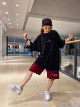 「AVIREX（アヴィレックス）の【直営店限定】エアフォース ベースキャップ/AIR FORCE BACES CAP（キャップ）」を使った、Yasさん（レディース・156cm）の夏コーディネート