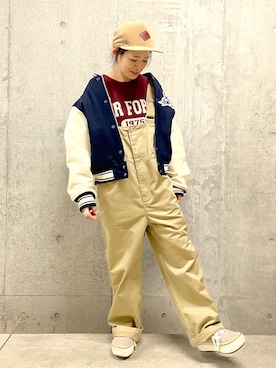 「Dickies（ディッキーズ）のアイテム（オールインワン・サロペット）」を使った、Yasさん（レディース・156cm）の冬コーディネート