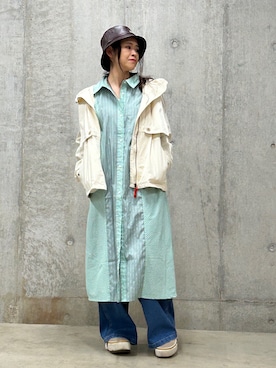 「AVIREX（アヴィレックス）のアイテム（シャツワンピース）」を使った、Yasさん（レディース・156cm）の春コーディネート