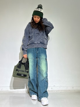 「アイテム（ニットキャップ/ビーニー）」を使った、Yasさん（レディース・156cm）の秋コーディネート