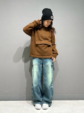 「アイテム（ニットキャップ/ビーニー）」を使った、Yasさん（レディース・156cm）の秋コーディネート