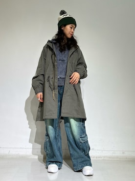 「アイテム（ニットキャップ/ビーニー）」を使った、Yasさん（レディース・156cm）の秋コーディネート