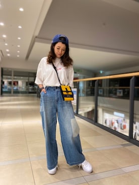 「AVIREX（アヴィレックス）の【直営店限定】エアフォース ベースキャップ/AIR FORCE BACES CAP（キャップ）」を使った、Yasさん（レディース・156cm）の夏コーディネート