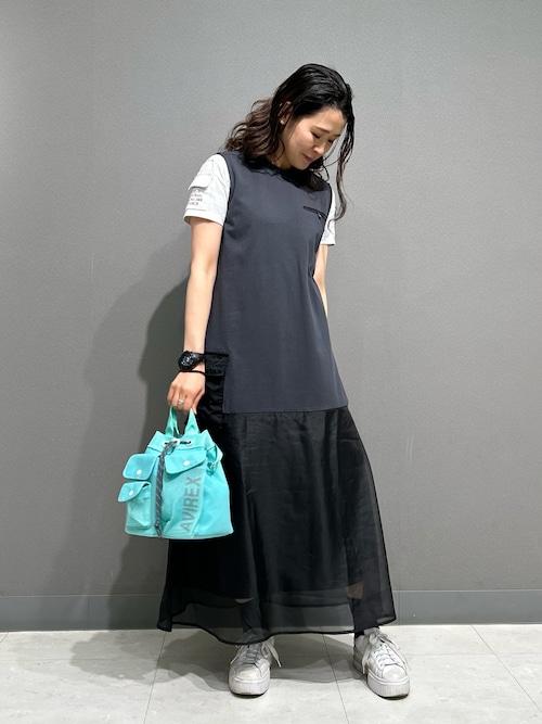 SOV. スリーブレス ワンピース【定価　¥32,000】 SUMMER-SALE 異素材袖 ギャザースリーブ ワンピース le reve