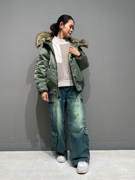 「アイテム（ミリタリージャケット）」を使った、Yasさん（レディース・156cm）の秋コーディネート