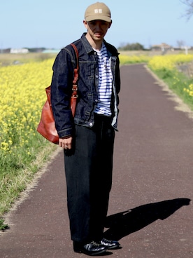 「TCB jeans（ティーシービージーンズ）のアイテム（デニムジャケット）」を使った、KAZUKI YAMADAさん（メンズ・178cm）の春コーディネート