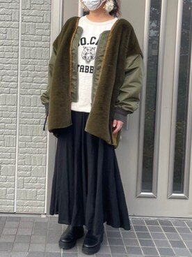 「etsinta（エシンタ）のアイテム（その他アウター）」を使った、こりんさん（レディース・168cm）の秋コーディネート