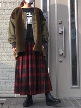 「etsinta（エシンタ）のアイテム（その他アウター）」を使った、こりんさん（レディース・168cm）の秋コーディネート