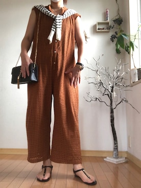 「CIAOPANIC TYPY（チャオパニックティピー）のアイテム（つなぎ/オールインワン）」を使った、こりんさん（レディース・168cm）の夏コーディネート