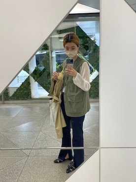 「mystic（ミスティック）のセンターステッチフレアデニム（デニムパンツ）」を使った、イワサキ カオリさん（レディース・167cm）の春コーディネート