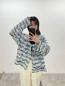 「mystic（ミスティック）のMIXカラー柄編みニット（ニット/セーター、ブルー系）」を使った、イワサキ カオリさん（レディース・167cm）の冬コーディネート