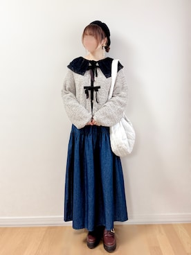 「ティアードスカート」｜「アイテム（ハンチング/ベレー帽）」を使った、𝚊𝚛𝚒𝚗𝚊ᙏ̤̫͚.* 𖥧⚘さん（レディース・152cm）の秋コーディネート