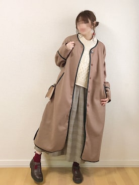 「ニットベスト」｜「アイテム（ノーカラーコート）」を使った、𝚊𝚛𝚒𝚗𝚊ᙏ̤̫͚.* 𖥧⚘さん（レディース・152cm）の冬コーディネート