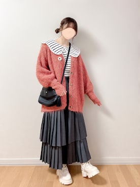 「ゆるニット」｜「アイテム（アクセサリー）」を使った、𝚊𝚛𝚒𝚗𝚊ᙏ̤̫͚.* 𖥧⚘さん（レディース・152cm）の冬コーディネート