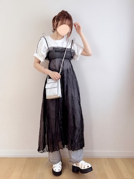 「みんなの白Tフェス」｜「アイテム（ワンピース）」を使った、𝚊𝚛𝚒𝚗𝚊ᙏ̤̫͚.* 𖥧⚘さん（レディース・152cm）の夏コーディネート