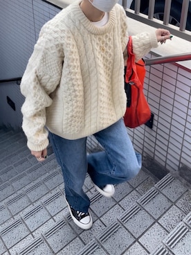 「アイテム（トートバッグ、レッド系）」を使った、miki__072さん（レディース・165cm）の冬コーディネート