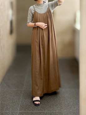 「ORiental TRaffic（オリエンタルトラフィック）の●2021春夏新作●バックルベルトスクエアトゥサンダル/11234（サンダル、ブラック系）」を使った、hana.さん（レディース・165cm）の夏コーディネート