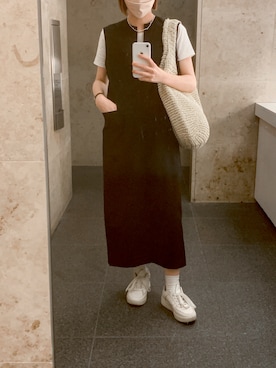 「みんなの白Tフェス」｜「アイテム（ジャンパースカート）」を使った、hana.さん（レディース・165cm）の夏コーディネート