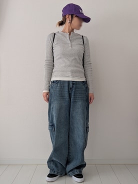 「BROKEN BASE（ブロークンベース）のアイテム」を使った、HEMIさん（レディース・157cm）の冬コーディネート