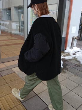 「ECRIRE（エクリール）のアイテム（ノーカラージャケット）」を使った、SAeさん（レディース・156cm）の冬コーディネート