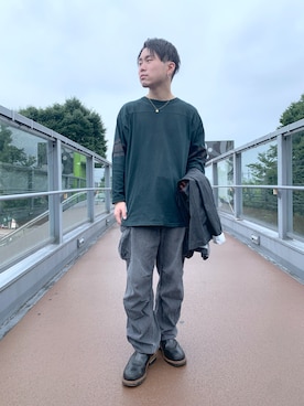 「schott（ショット）のアイテム（ブルゾン）」を使った、三品文哉さん（メンズ・164cm）の夏コーディネート