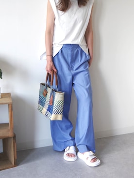 「PUPE（プーペ）のアイテム」を使った、EMC リテール事業部さん（レディース・168cm）の夏コーディネート