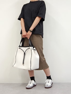 「PUPE（プーペ）のアイテム」を使った、EMC リテール事業部さん（レディース・168cm）の夏コーディネート