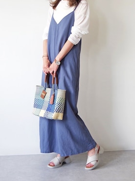 「WOVEN（ウーヴン）のアイテム」を使った、EMC リテール事業部さん（レディース・168cm）の夏コーディネート