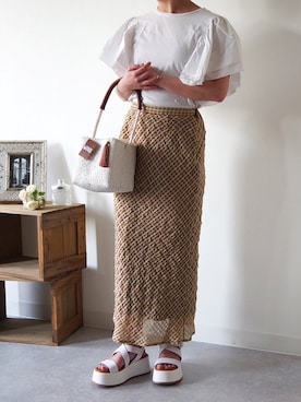 「PUPE（プーペ）のアイテム」を使った、EMC リテール事業部さん（レディース・148cm）の夏コーディネート