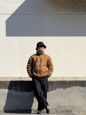 「KANGOL（カンゴール）のアイテム（帽子）」を使った、としかつさん（メンズ・171cm）の春コーディネート